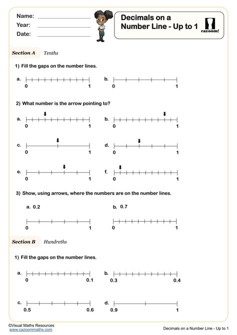 Decimals On A Number Line Up To 1 Worksheet Fun And Engaging Year 4