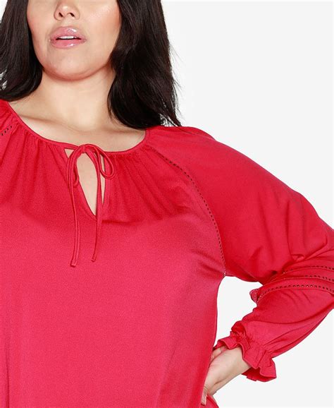 Belldini Black Label Plus Size Embellished Peasant Top And Reviews Tops