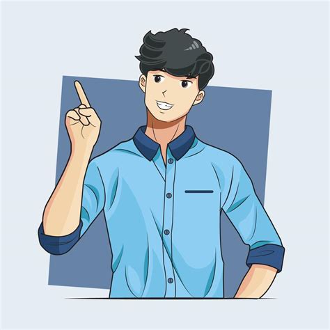 Young Boy Pointing Finger Something Vector Illustration Free Download