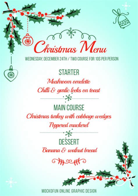 Free Christmas Menu Template Mockofun