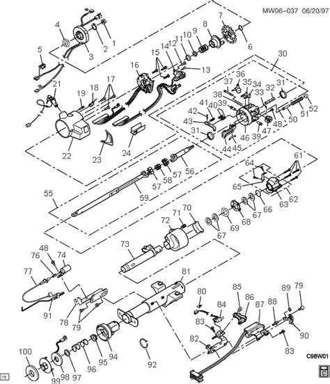 Exploded View For The 1998 Chevrolet Lumina Tilt Steering Column Services
