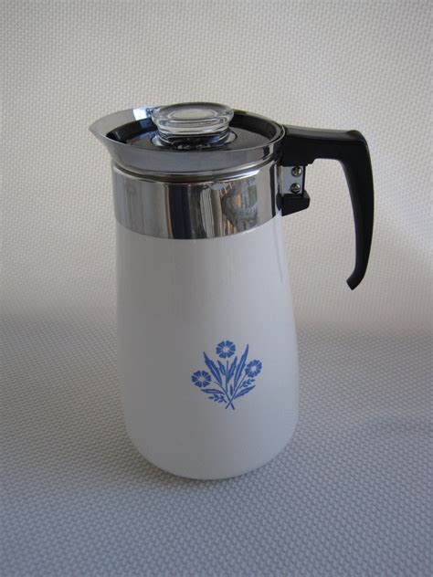 Vintage Corning Ware Cornflower Blue 9 Cup Percolator Coffee