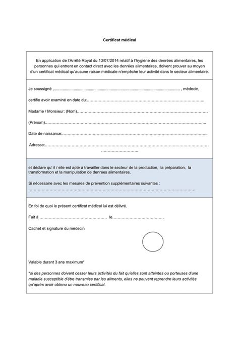 Modelé De Certificat Médical Belgique Doc Pdf Page 1 Sur 1