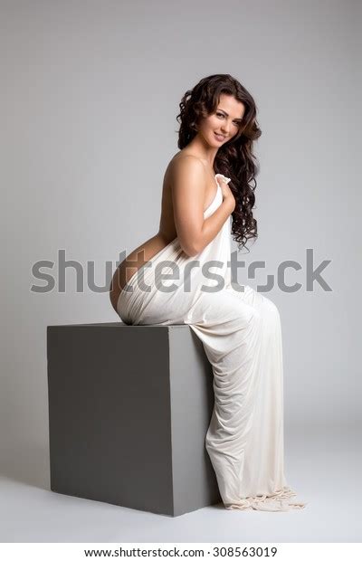 Smiling Nude Brunette Posing Sitting On Stock Photo Shutterstock