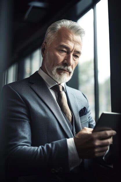 Premium Ai Image Shot Of A Mature Businessman Using His Tablet At Work Created With Generative Ai