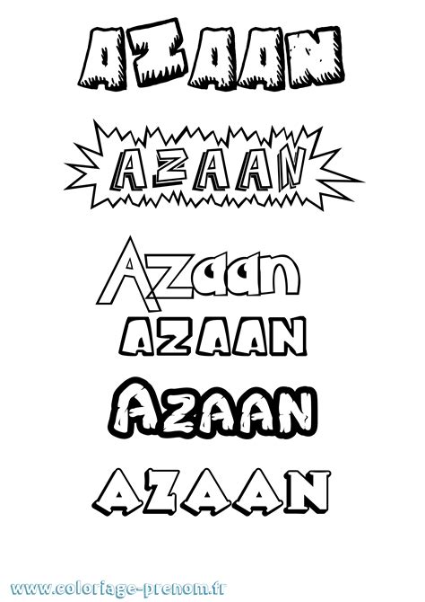Coloriage Du Prénom Azaan à Imprimer Ou Télécharger Facilement