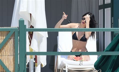 Kendall Jenner Watermelon Snack In Tiny Black Bikini Porn Pictures XXX Photos Sex Images