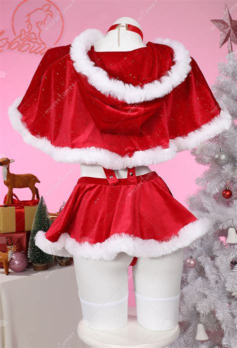 Christmas Mushroom Hat Sexy Lingerie Set Red Top And Panty And Skirt Cloak Set Top Quality