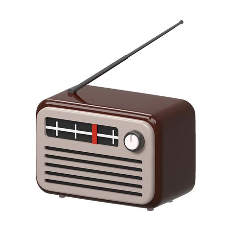 3d Realistic Brown Old Retro Vintage Radio Tuner Receiver Icon