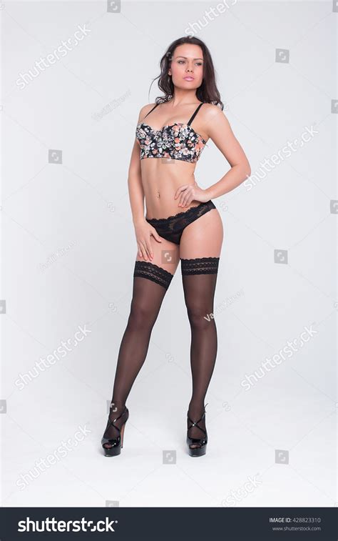 Sexy Woman Black Lingerie On White Stock Photo Shutterstock