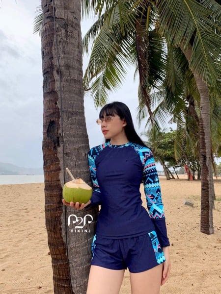 Đồ bơi tay dài chống nắng giữ nhiệt họa tiết mùa hè P2P Bikini