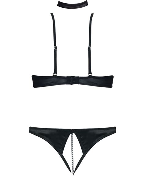 Cottelli Lingerie Black Shelf Bra With Crotchless String SexyStyle Eu