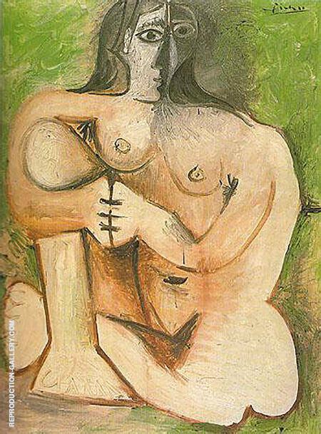 Seated Nude Against Green Background Oil Painting Reproduction