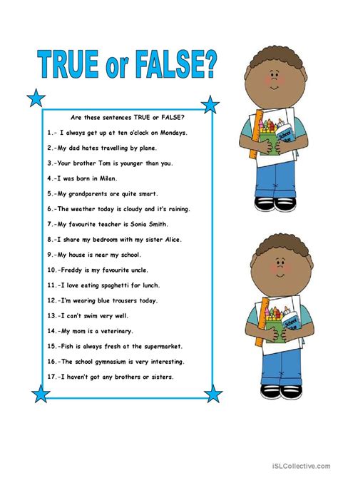 True Or False English Esl Worksheets Pdf Doc