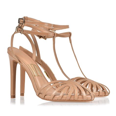 UZA Shoes Sandália Salto Alto New Couro Nude Coleção Primavera Verão