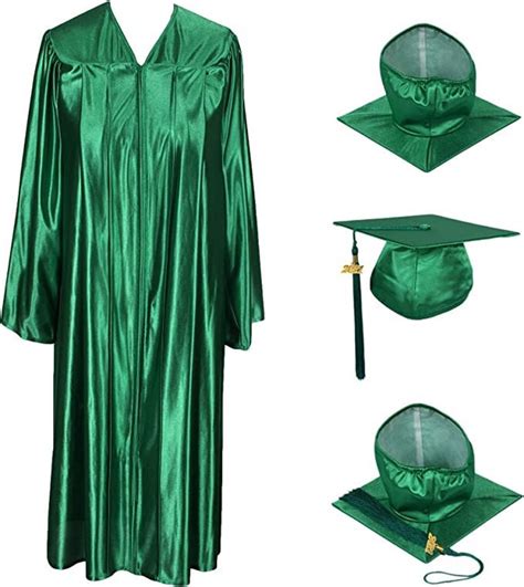 2024 Shiny Emerald Green Cap And Gown W Matching Tassel Sizes 46 611