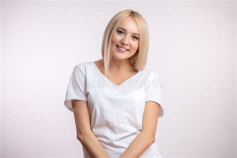 Joyful Tasty Blonde Portrait Radiant Beauty Stock Image Image Of Glamour Expression