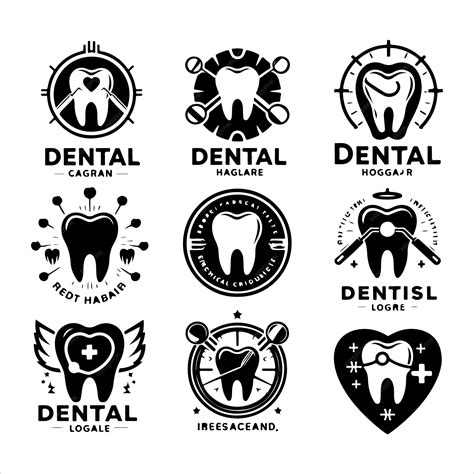 Vector Dental Logos Badges Silhouette Vector Premium Ai Generated Vector