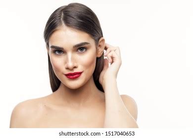 Beautiful Woman Naked Shoulders Charm Red Stock Photo Shutterstock