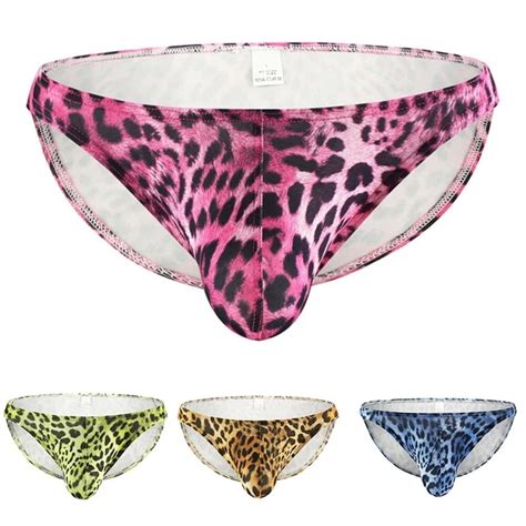 MEN S SEXY LOW Rise Briefs Sheer Leopard Print Bikini Underwear For A Bold Look EUR