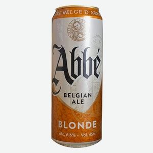 Пивной напиток Abbe Blond 6.6% 0.45 л, металлическая банка в магазине ...
