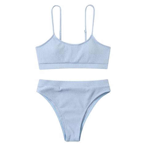 Ersazi Swimsuit Women Fashion Solid High Waist Bikini Push Up Padded