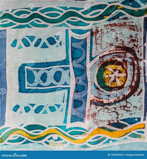 Abstract Figure Hot Batik Background Texture Handmade On Silk Surrealism Art Stock Image