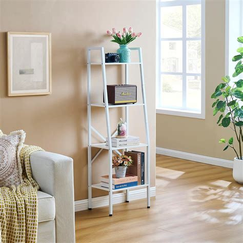 17 Stories Ladder Shelf Bookcase 4 Tier Ladder Bookshelf Tall