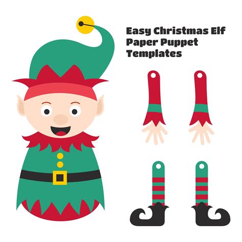 Easy Christmas Elf Paper Puppet With Printable Templates Preschool