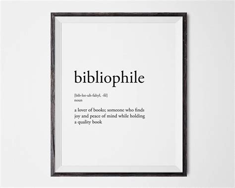 Bibliophile Words Definition Quote Reading Poster Book Etsy Australia