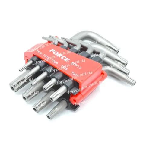 Набор угловых ключей TORX (ТОРКС) 5-ти лучевых с отверстием TS10-TS50 ...