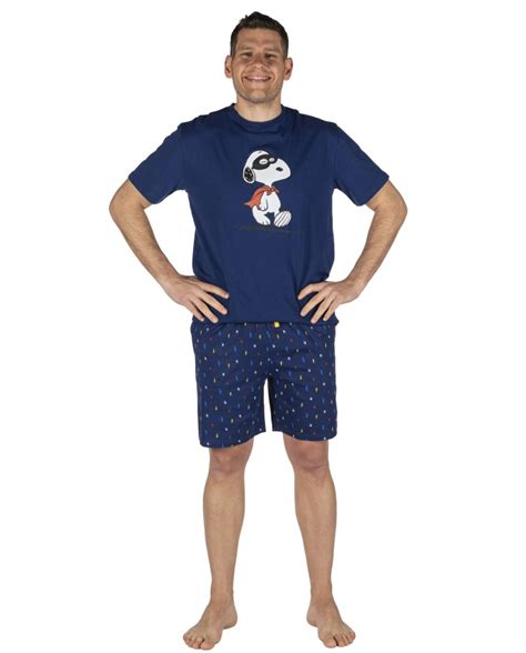 Pijama Hombre Snoopy En Azul Marino Y Estampado Frontal Bikini Bikini