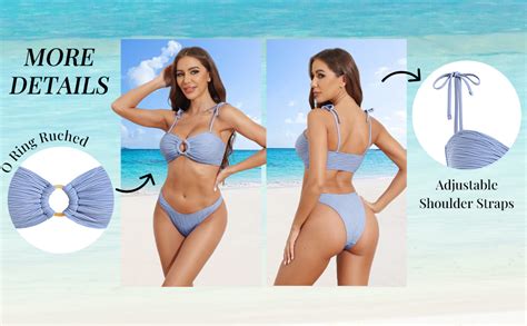 Amazon Seamoly Bikini Set For Women O Ring Ruched Bikini Swimsuit Set Adjustable Shoulder