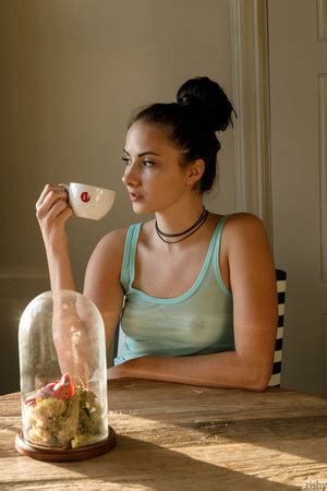 Striped Dress Brunette Flashing Her Nude Body XXX Dessert