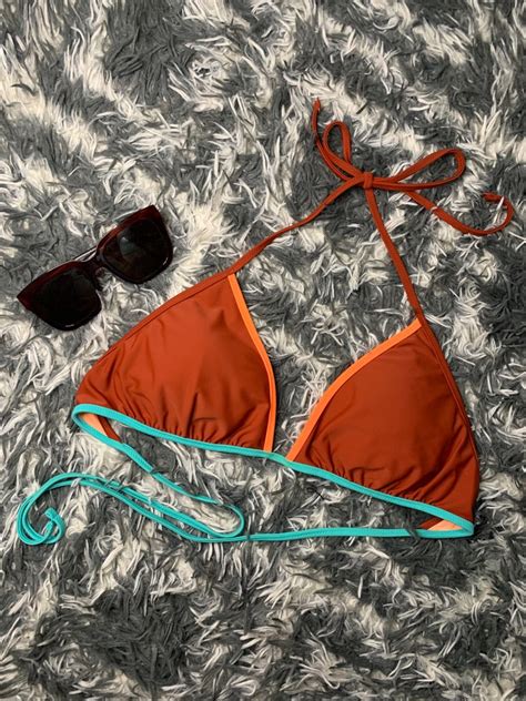 Red Orange Bikini Top Women S Fashion Swimwear Bikinis Swimsuits On Carousell