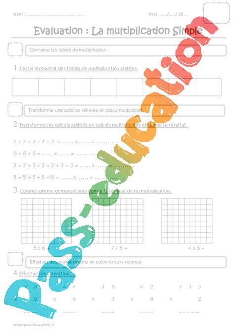 Multiplication Ce Evaluation Pass Education