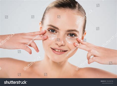Smiling Naked Woman Touching Eye Patches Stock Photo Shutterstock