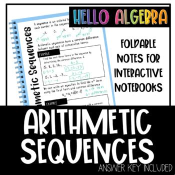 Arithmetic Sequences Foldable Notes for Interactive Notebooks by Hello ...