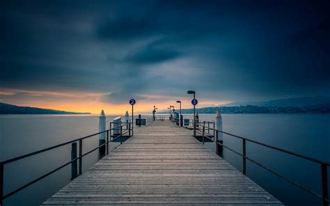 Nature Pier Bridge D River Water Sunset Night Beautiful Beautiful