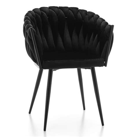 Krzes O Tapicerowane Plecione Latina Glamour Zaplatane Welurowe Czarne Home Design