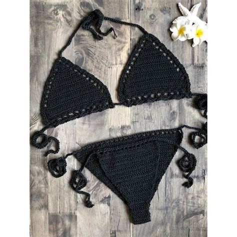 Femmes Sexy Micro Bikini Crochet Coton String G String Lingerie Triangle Bikini Top Soutien