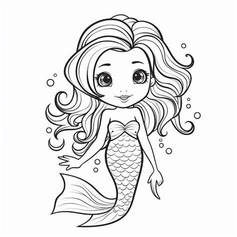Premium Photo A Mermaid With Long Hair And A Tail Is Sitting On The