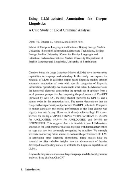 Pdf Using Llm Assisted Annotation For Corpus Linguistics A Case