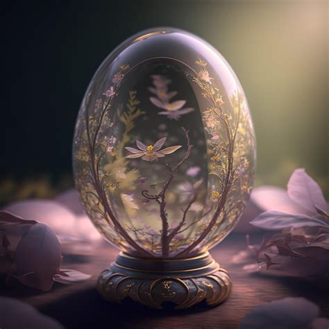 Premium Photo Glassy Easter Egg Ornament Generative Ai
