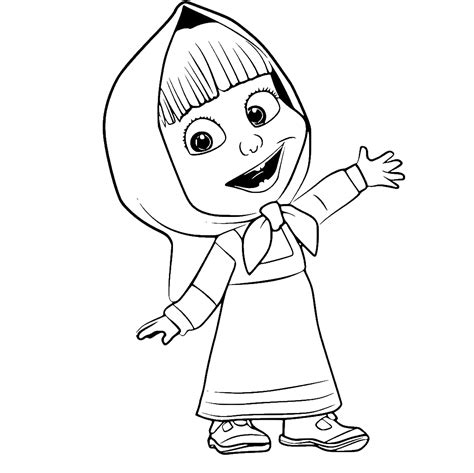 Раскраска Маша из мультика Маша и Медведь распечатать, скачать ...