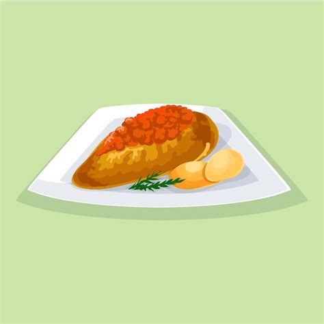 Vector gratis un plato de comida con un trozo de pescado en él Vector