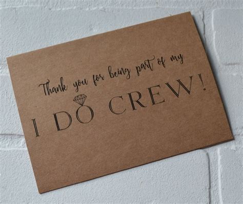 Thank You I Do Crew Card Bridal Cards Thank You Bridesmaid Etsy