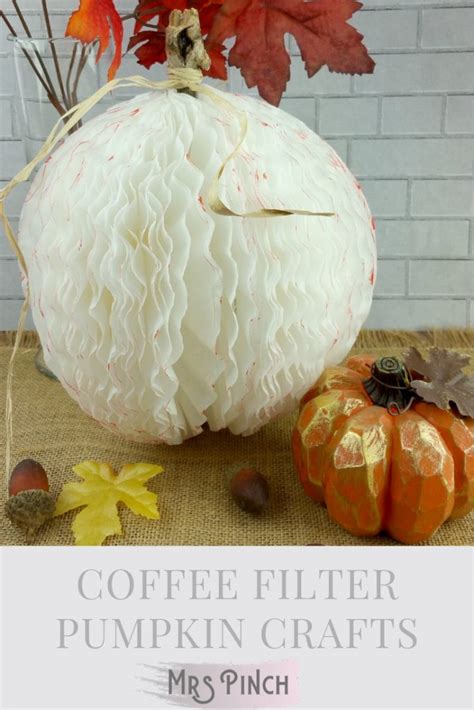 Pumpkin crafts - coffee filter pumpkins - Mrs Pinch