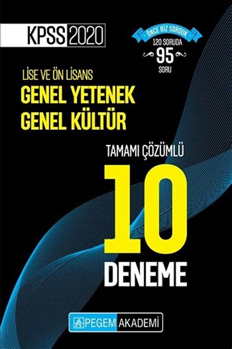 Pegem Yayınları 2020 KPSS Lise ve Önlisans Adayları İçin Tamamı Çözümlü