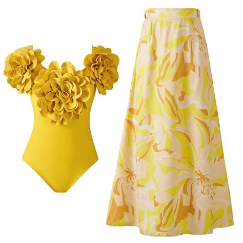 Gpaecead One Piece Swimsuit Women With Matching Cover Ups Floral Bikini Dress Sets High Cut Push